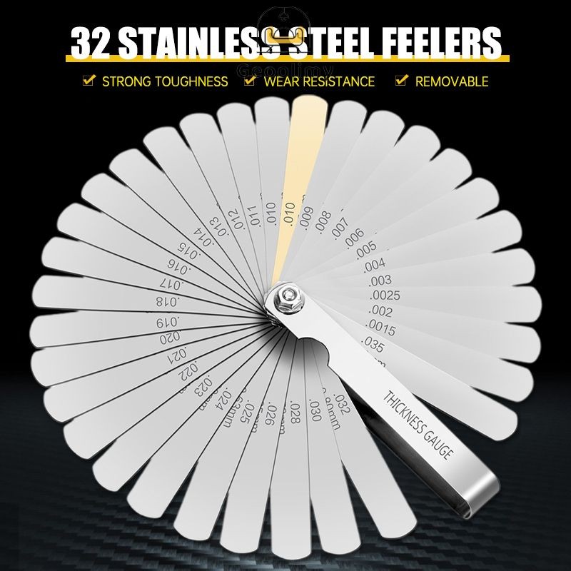 ฟิลเลอร์เกจ 32 ใบ สแตนเลส ตั้งวาล์ว วัดระยะลูกสูบ เกจ์วัดความหนา เกจ์วัดช่องว่าง วัดระยะห่างวาล์ว เครื่องวัดร่อง ✨Geoo - รูปที่ 2
