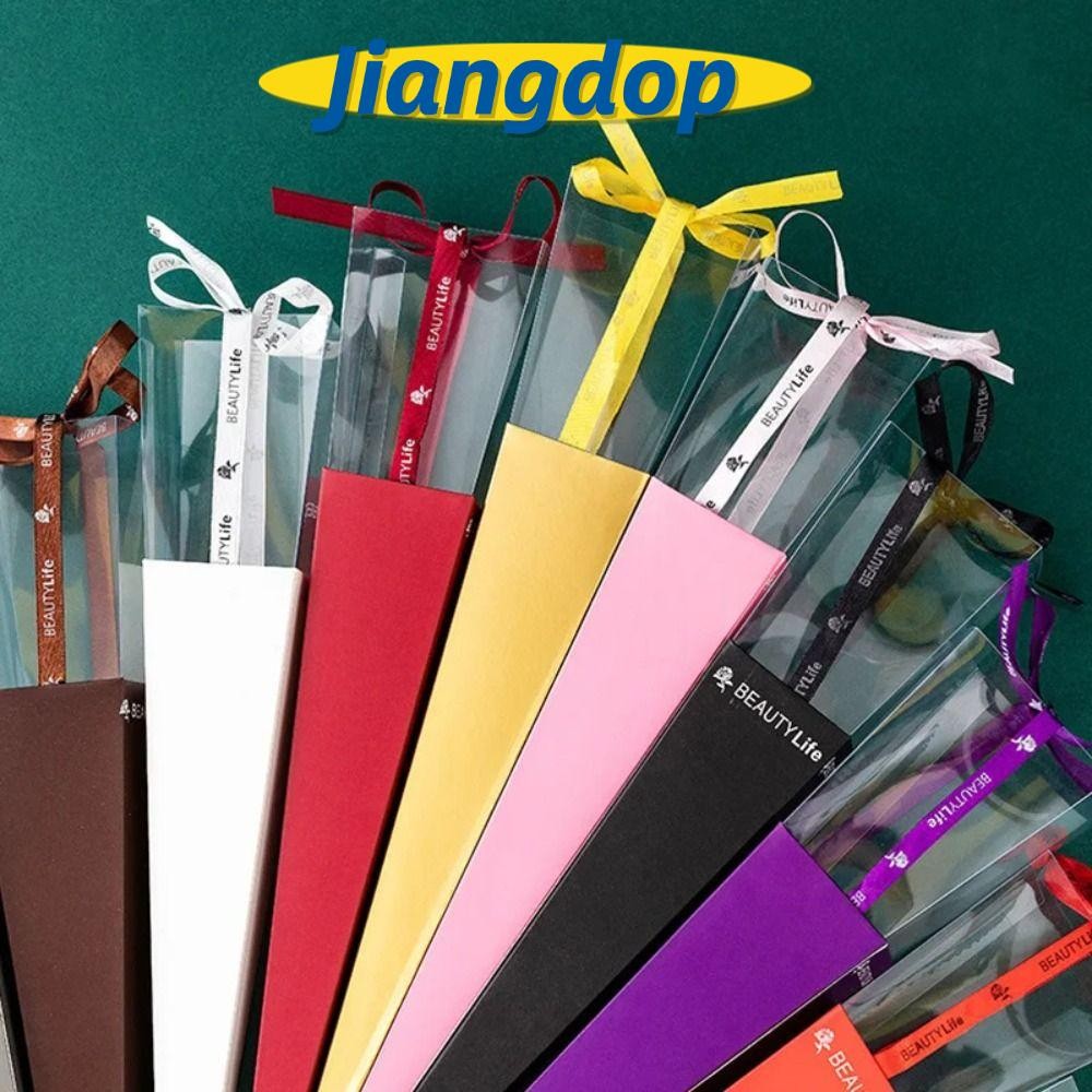 Jiang 10 ชิ้นกล่องช่อดอกไม้หน้าต่าง, วันวาเลนไทน์โปร่งใสช่อดอกไม้กระดาษห่อ, Creative PVC หน้าต่างจอแสดงผลเดี่ยว Rose สีดอกไม้ Art กล่องสําหรับดอกไม้วันวาเลนไทน์