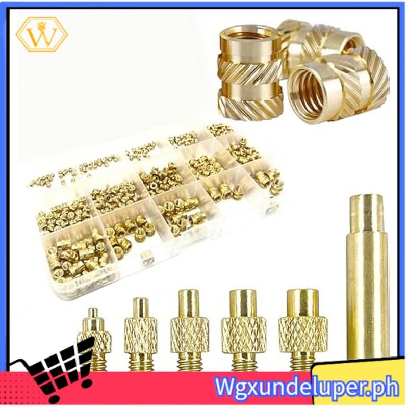 W Nuts เกลียวแทรก 360 ชิ้น M2/M2.5/M3/M4/M5/M6 ด้ายหญิงเมตริก Knurled Nuts Assortment ชุดทองเหลืองคว