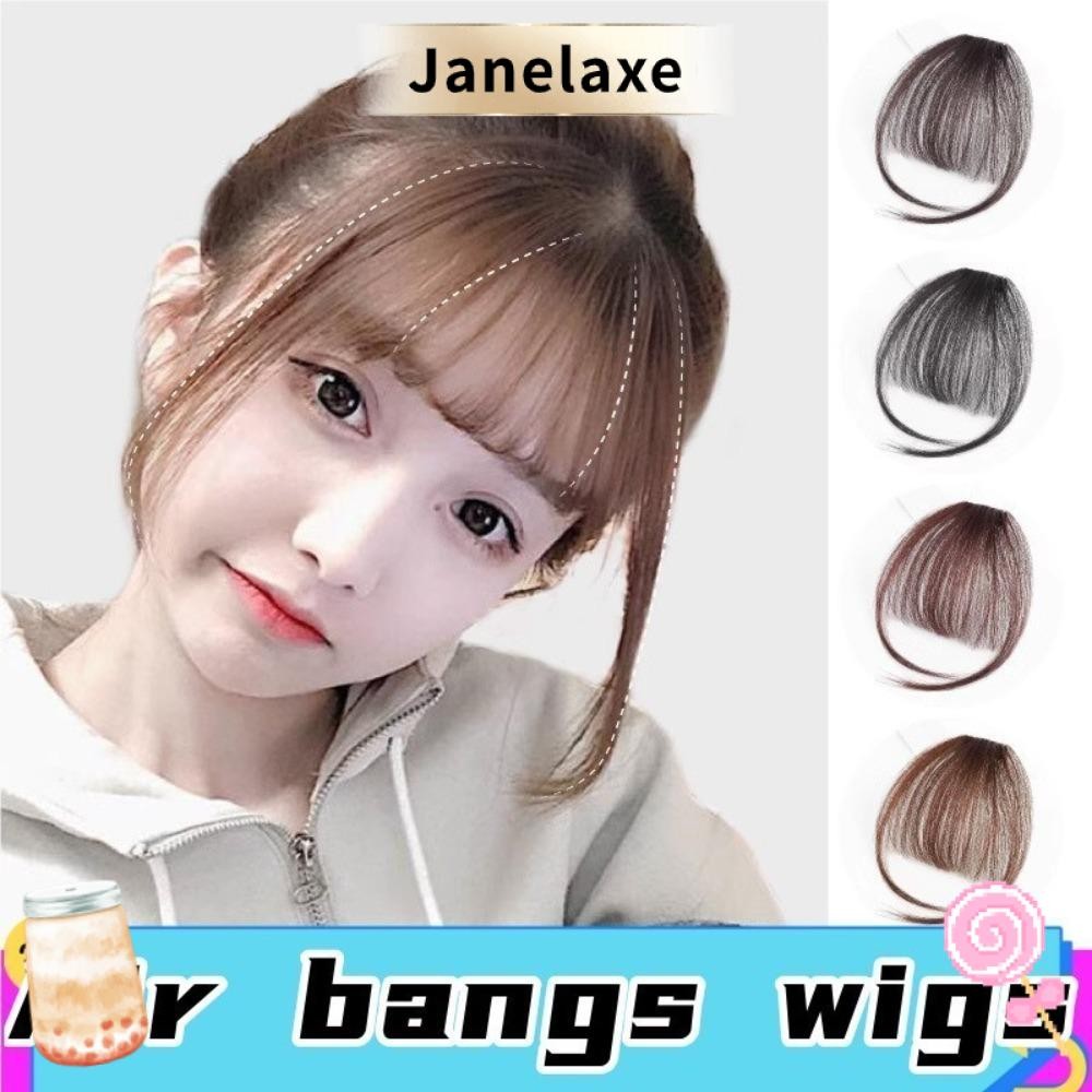 Janelaxe932 Air Bangs Hairpiece,สีดําสีน้ําตาลสําหรับสาว Mini Fake Bangs, ผู้หญิงสังเคราะห์ Hairpiec