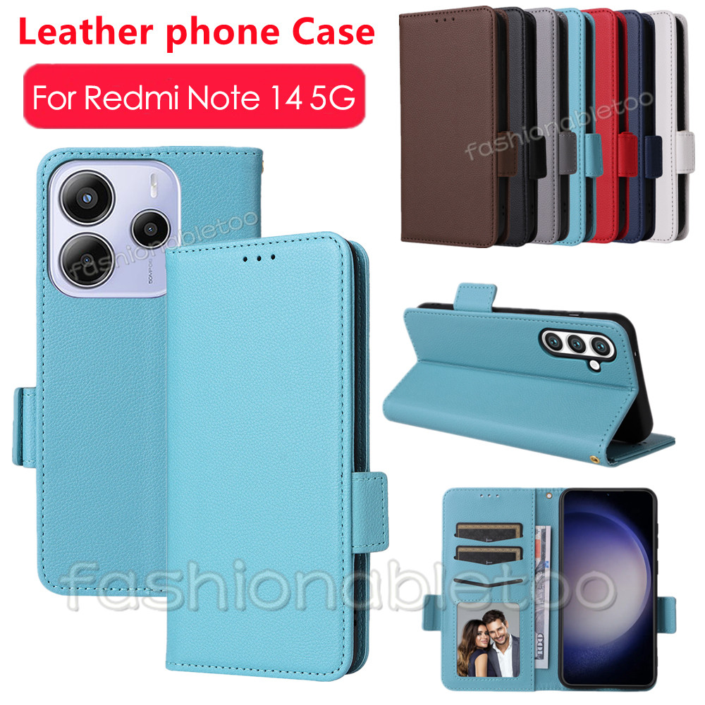 Flip หนังสําหรับ Redmi หมายเหตุ 14 pro plus 14pro + 14proplus 1 4 Note14 pro Note14pro + Note14proplus 4G 5G Magnetic Bracket ปลอกกันกระแทกปกหลัง
