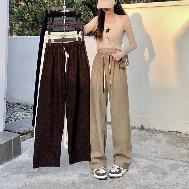 กางเกงผู้หญิง ! กางเกงคอร์ดูรอย มีเชือกผูกด้านหน้าและเอวยางยืด