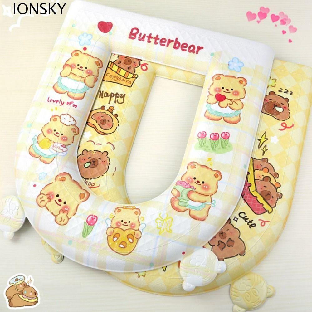 Ionsky EVA ฝารองนั่งชักโครกพร้อมที่จับ เบาะรองนั่งชักโครกอเนกประสงค์ กันน้ําแบบนุ่ม แผ่นรองเครื่องมือแบบใช้ซ้ําได้ ห้องน้ํา
