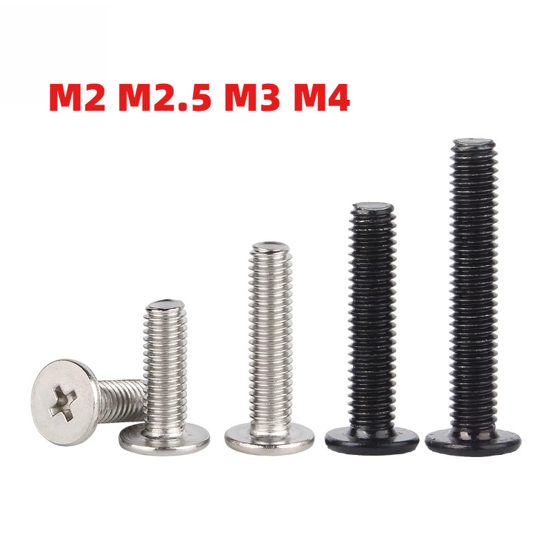 [HKH] M2 M2.5 M3 M4 ชุบนิกเกิลสีดําสังกะสีข้ามซุปเปอร์ต่ําสกรูหัวเวเฟอร์แบนบางพิเศษ