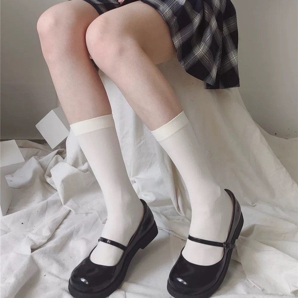 Cynthia ถุงเท้ายาว Jk ถุงน่องเหนือเข่า ยืดหยุ่นได้สูง สีพื้น ผ้ากำมะหยี่ สำหรับสวมใส่ทุกวัน สไตล์ญี่ปุ่น #Y69 - รูปที่ 5