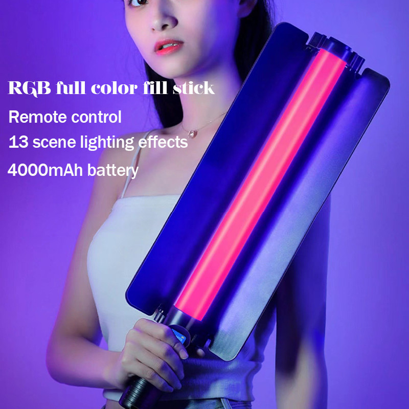 แท่งไฟวิดีโอ LED แบบมือถือ หรี่แสงได้ 3000K~6000K ขนาด 50 ซม. พร้อมแผ่นกั้น พกพาง่าย สําหรับแต่งหน้า ถ่ายทอดสด กล้องวิดี