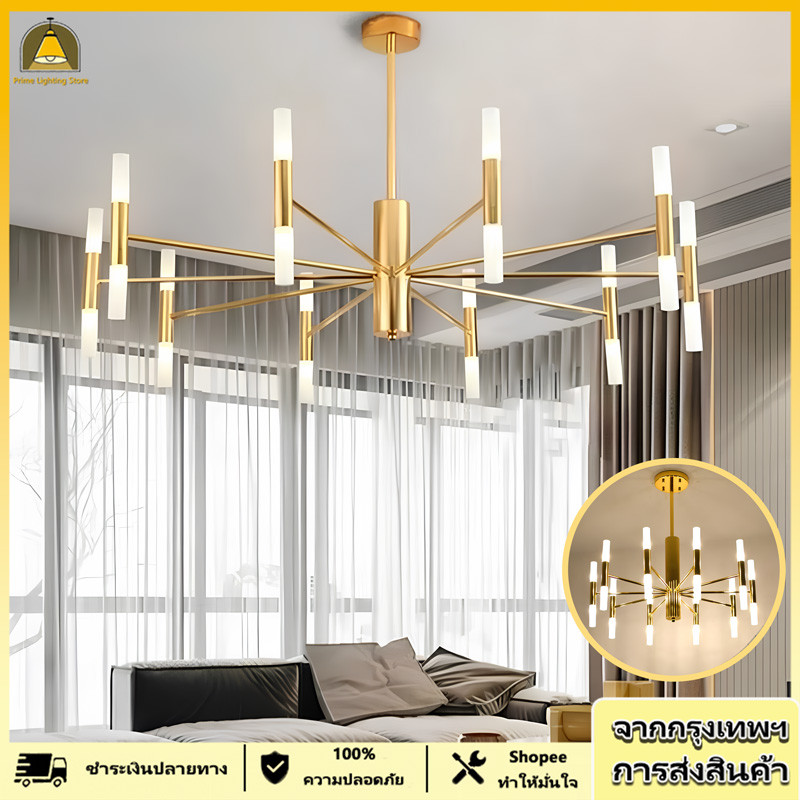 ปรับได้ แสง 3 สี ไฟLED ไฟติดห้อง ไฟติดเพดาน ไฟแต่งสวน ไฟประดับ โคมไฟแขวน ไฟบ้าน 10㎡-15㎡ สไตล์นอร์ดิก งานศิลปะเหล็ก ไฟสว่าง แต่งห้องนอน ไฟห้องนอน กลม หลอดไฟตุ้ม ชุดหลอดไฟ led warm ประหยัดไฟ