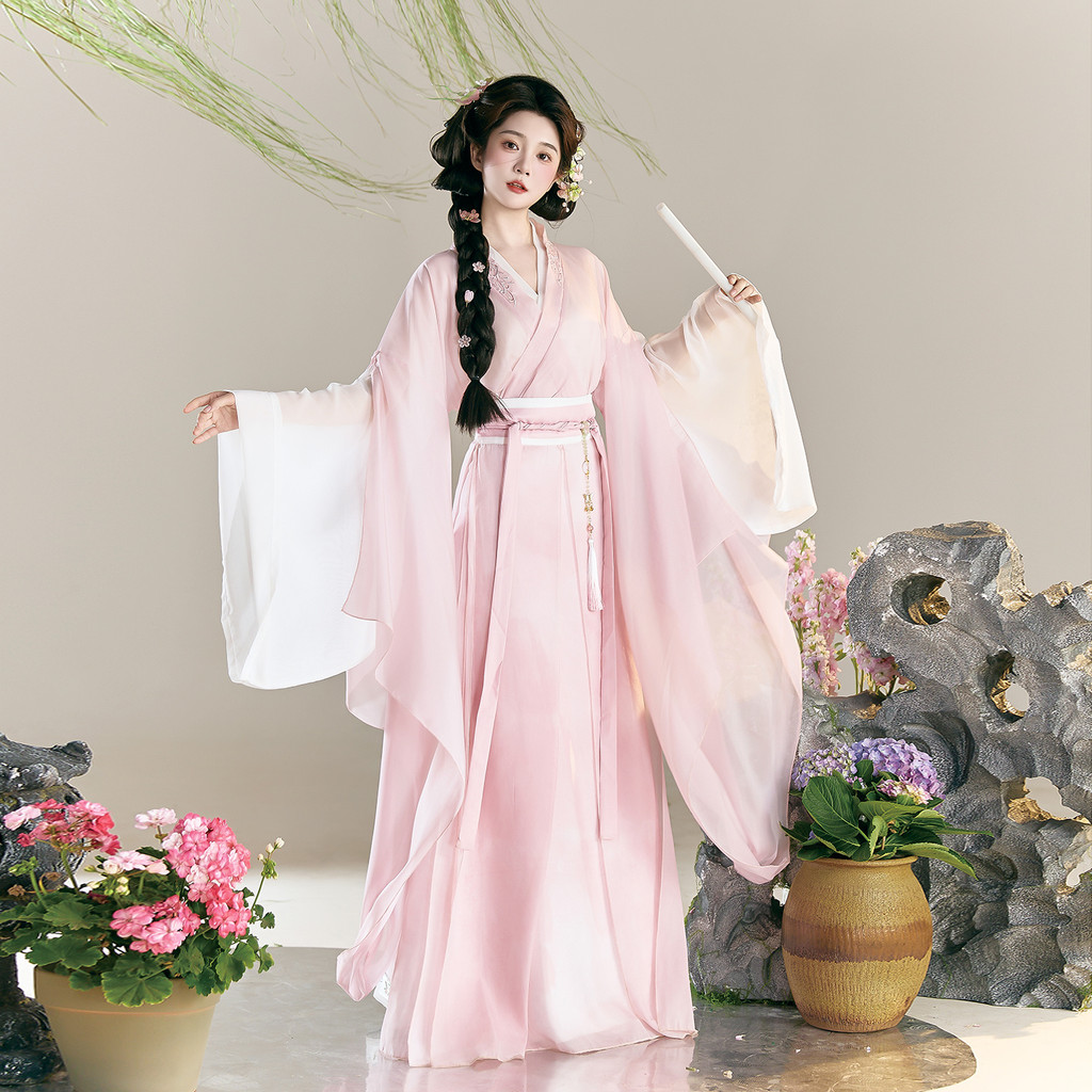 Wei Jin สไตล์ Hanfu ชุดเครื่องแต่งกายโบราณสำหรับสาว กระโปรงยาวและแขนใหญ่ - รูปที่ 6