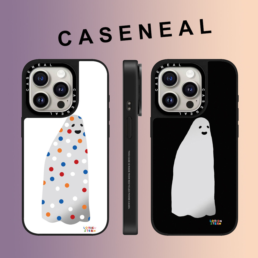 CASENEAL น่ารัก little ghost polka dot กระจก face เคสโทรศัพท์สําหรับ iPhone 16 Pro Max 15 Plus 14 ProMax 13 12Pro 11 โทรศัพท์กันกระแทกขอบนุ่มฮาร์ดป้องกันกรณี