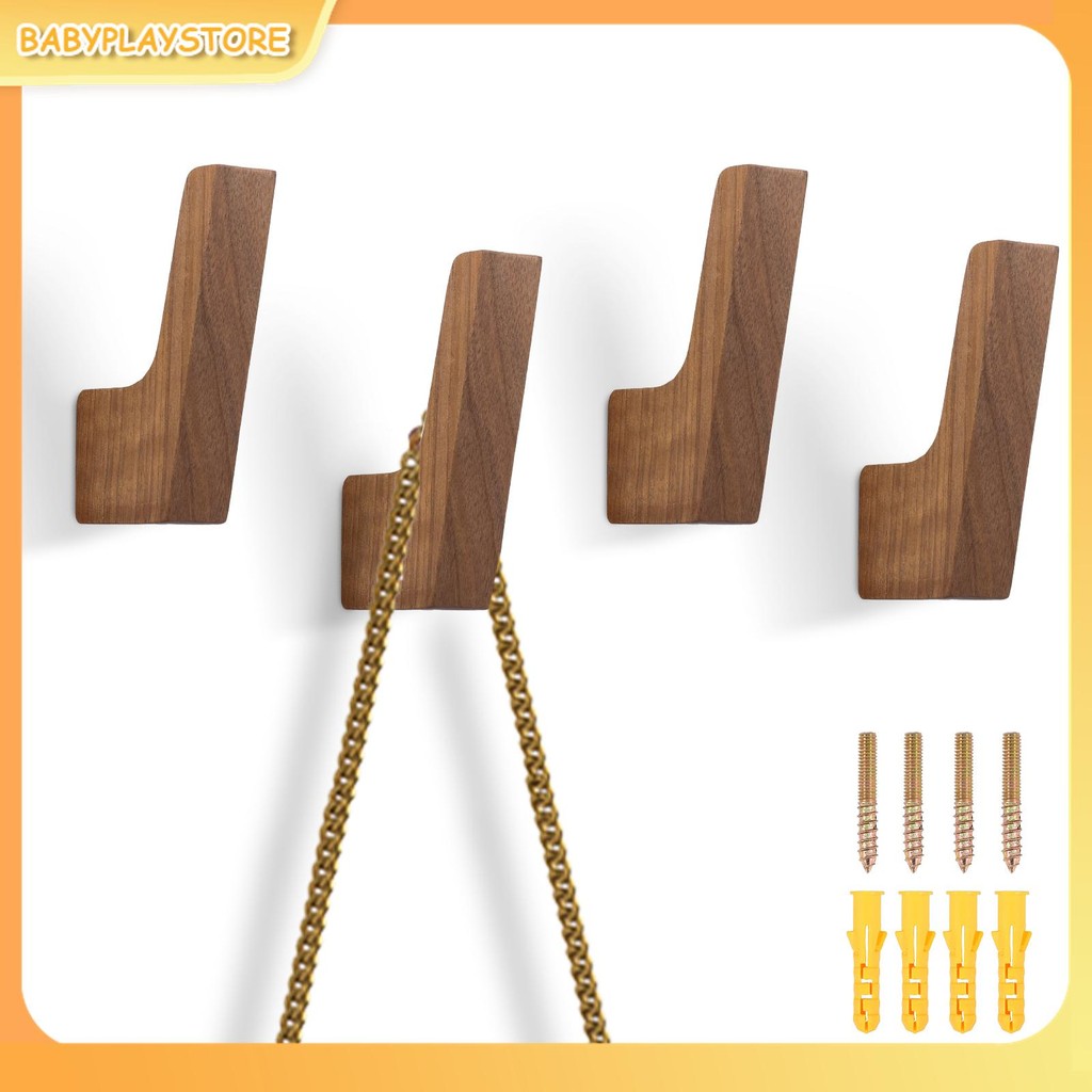 4 ชิ้นไม้ L รูปร่างเสื้อผ้า Hook โหลดสูงแบริ่งผ้าเช็ดตัว Easy to Access Robe แขวนสําหรับห้องนอน SHOP