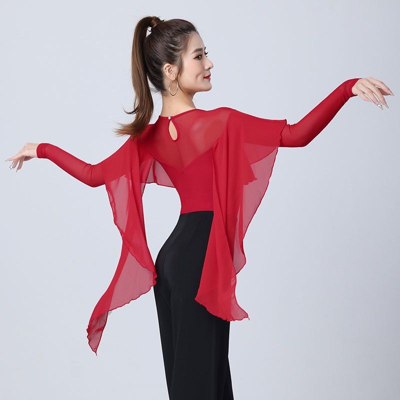Modern Dance Jumpsuit Women's Mesh Stitching Elegant Ballroom Dance Modern Dance Jumpsuit Women's Me