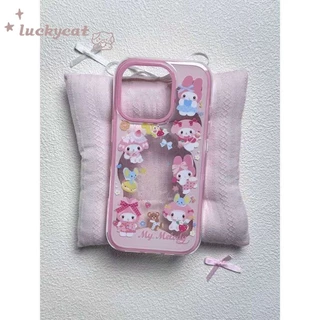 เข้ากันได้กับ iPhone 16 15 14 13 12 11 Pro Max X Xr Xs Max 7 8 Plus SE2020 เคสโทรศัพท์การ์ตูนน่ารักสีชมพูหวานโบว์กระต่าย + ขาตั้งฝาหลังนุ่ม