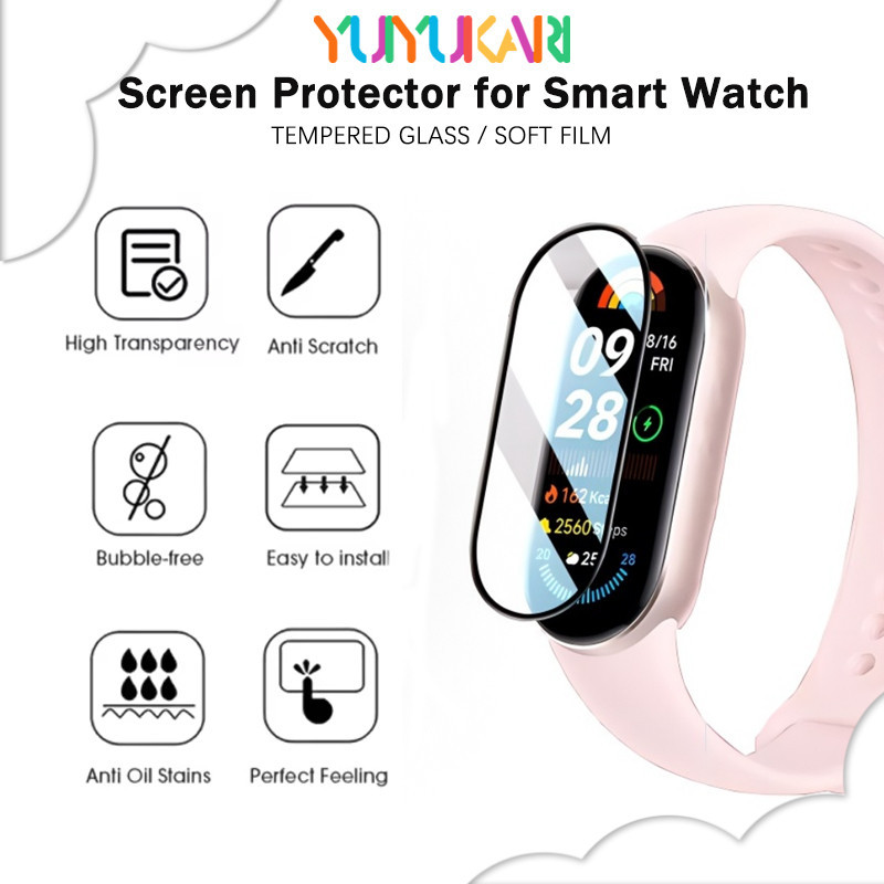 กระจกนิรภัย / ฟิล์มนุ่ม TPU ไฮโดรเจลสำหรับ for Smartwatch Xiaomi Mi Band 10/9/8 อุปกรณ์ป้องกันหน้าจอ Anti Gores โค้ง 3D สินค้า