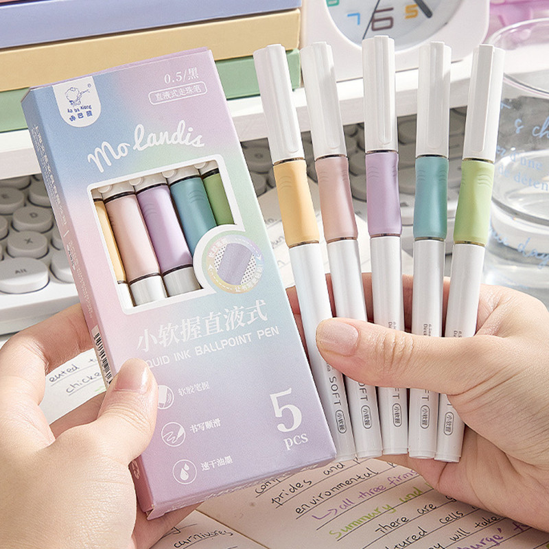 4ชิ้นมินิมอล0.5มิลลิเมตรตรงของเหลวเจลปากกาชุดความจุขนาดใหญ่แห้งเร็วสีดํา/สีแดง/สีฟ้าหมึกปากกามัลติฟังก์ชั่สํานักงานปากกาลายเซ็น