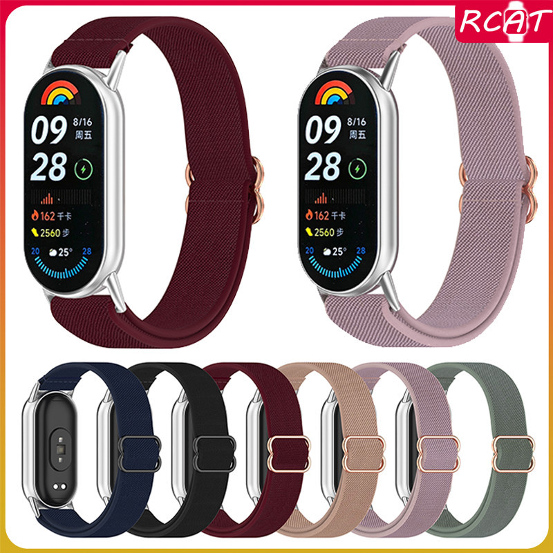 สายยืดหยุ่นไนล่อน for XiaoMi Band 10 9 8 NFC กีฬาอ่อนเข็มขัดปรับได้เปลี่ยนสายรัดข้อมือสบายสร้อยข้อมือ for Mi Band 8 9 10
