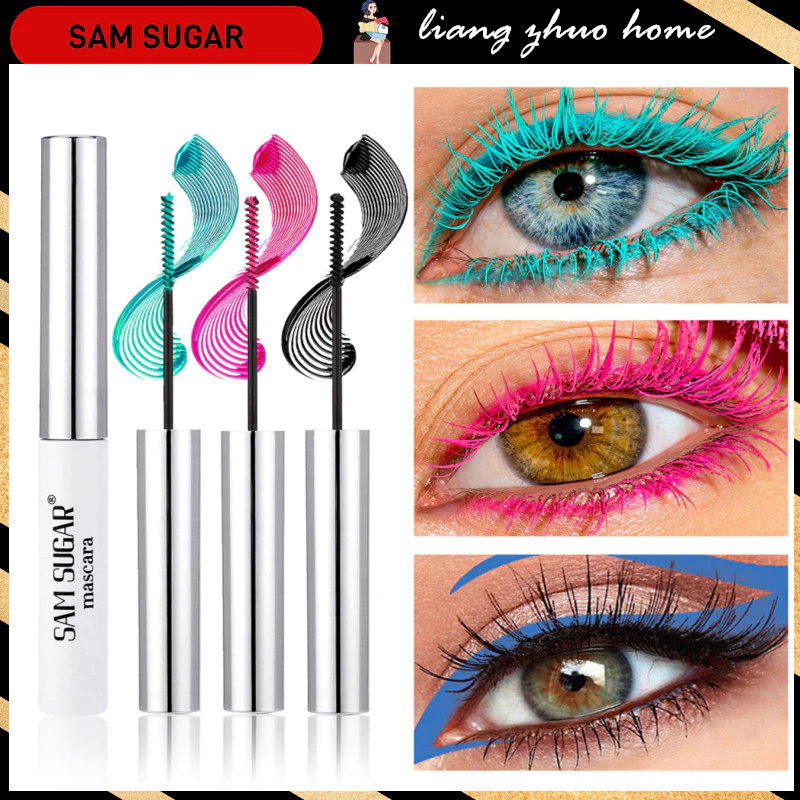 SAM SUGAR 12 สีกันน้ํา Volumizing มาสคาร่าสีสันสดใส Smudge-Proof Curling ติดทนนานสีขาวสีดําสีฟ้าสีชมพูมาสคาร่าสําหรับ Eye เครื่องสําอาง