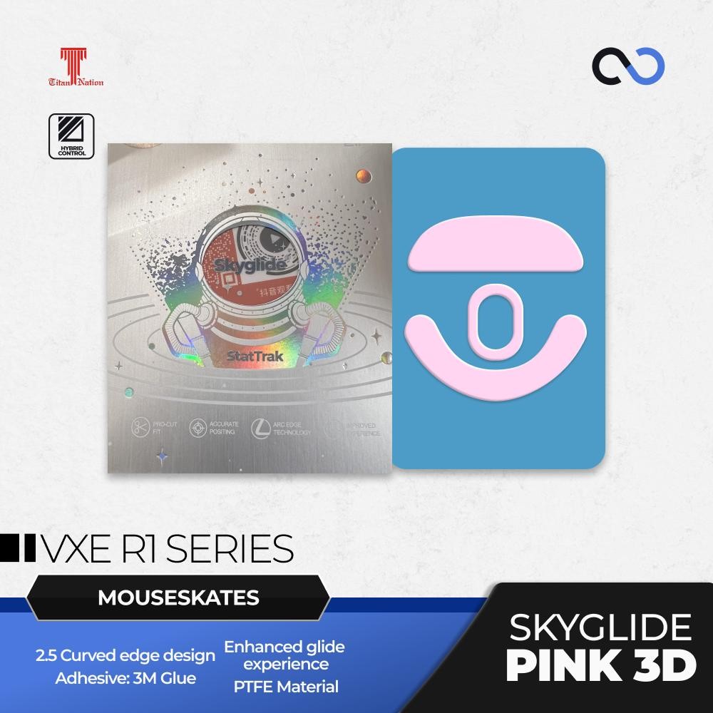 Skyglide StatTrak Pink 3D VXE R1 Series Gaming Mouse Feet / Mouse Skate PTFE (Hybrid)