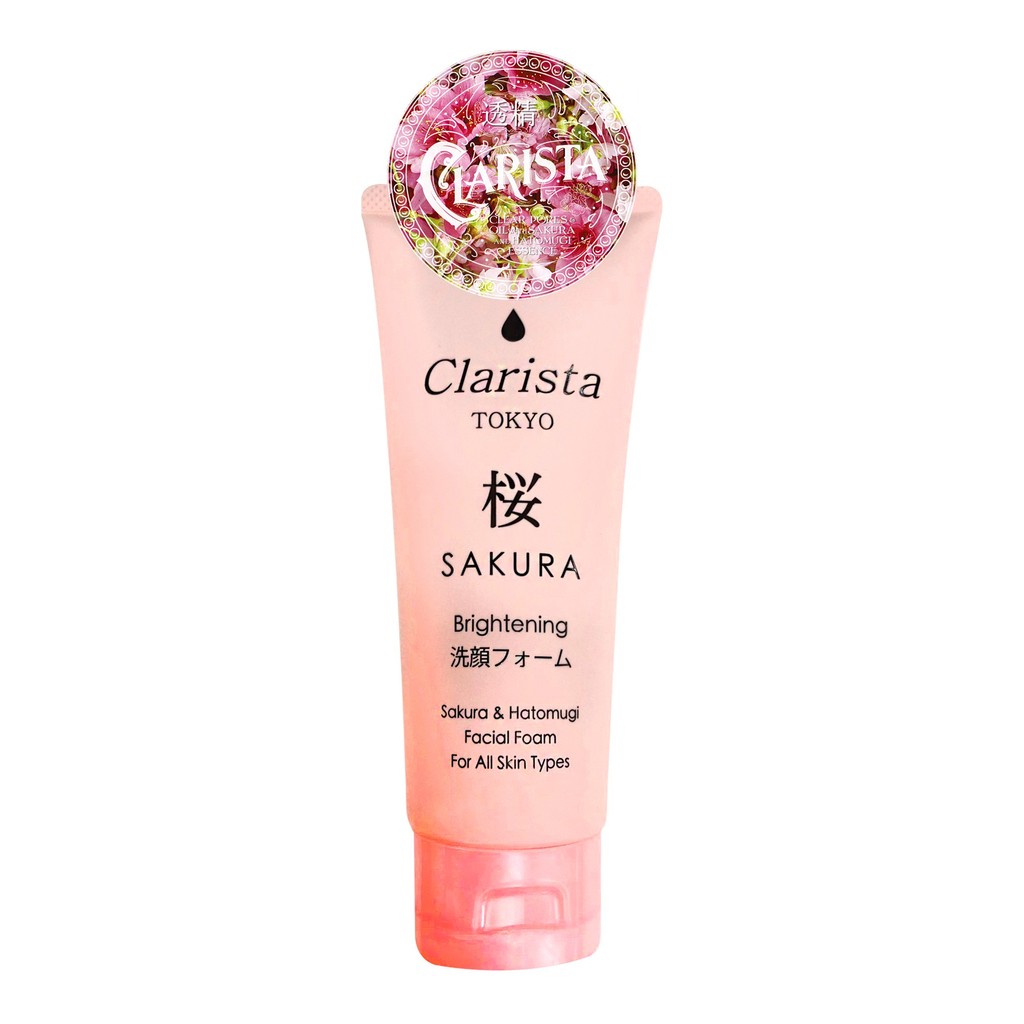CLARISTA TOKYO SAKURA & HATOMUGI FACIAL FOAM 130 G / โฟมทำความสะอาดผิวหน้า ซากุระ&ฮาโตมูกิ ผิวกระจ่างใส ความชุ่มชื้น