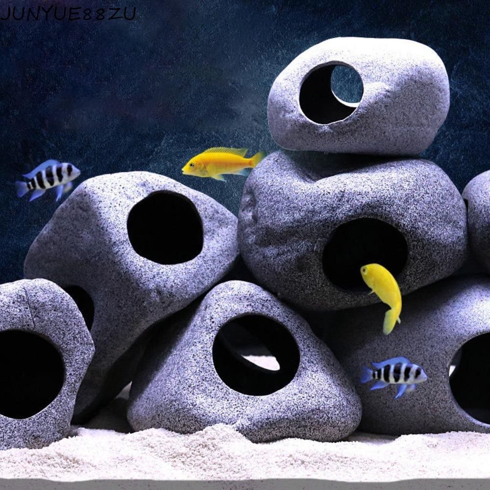 JUNYUE88ZU ถ้ําถังปลา Hiding ประดิษฐ์ Aquarium Shelter Hideout สําหรับกุ้งปลา Rock House