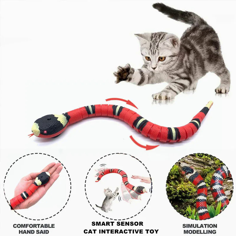 Smart Sensing Snake Cat Toys Electric Interactive Toys for Cats USB Charging Cat Accessories for Pet