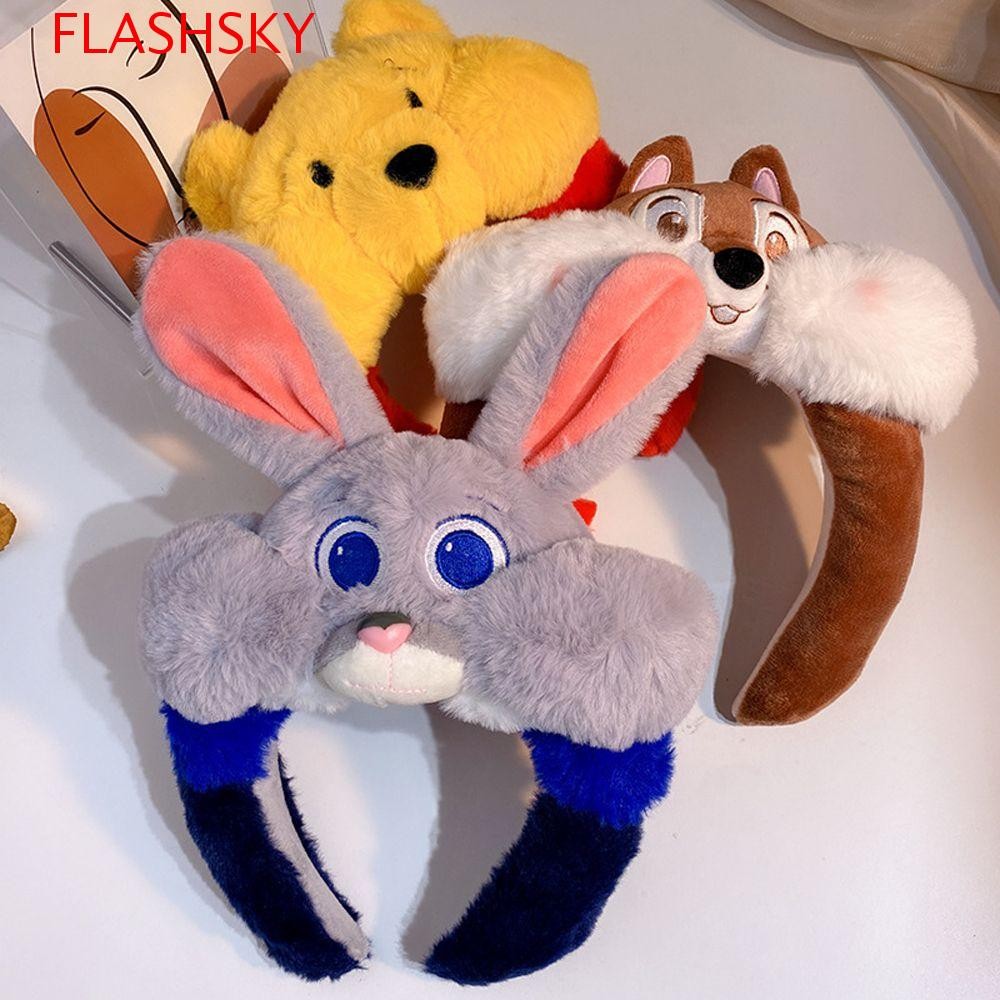 Flashsky ที่คาดผมตุ๊กตาหมี สตรอเบอร์รี่ หมี Stitch Kawaii เครื่องประดับผม Headwear แต่งหน้าล้างหน้าผู้หญิงผม Hoop