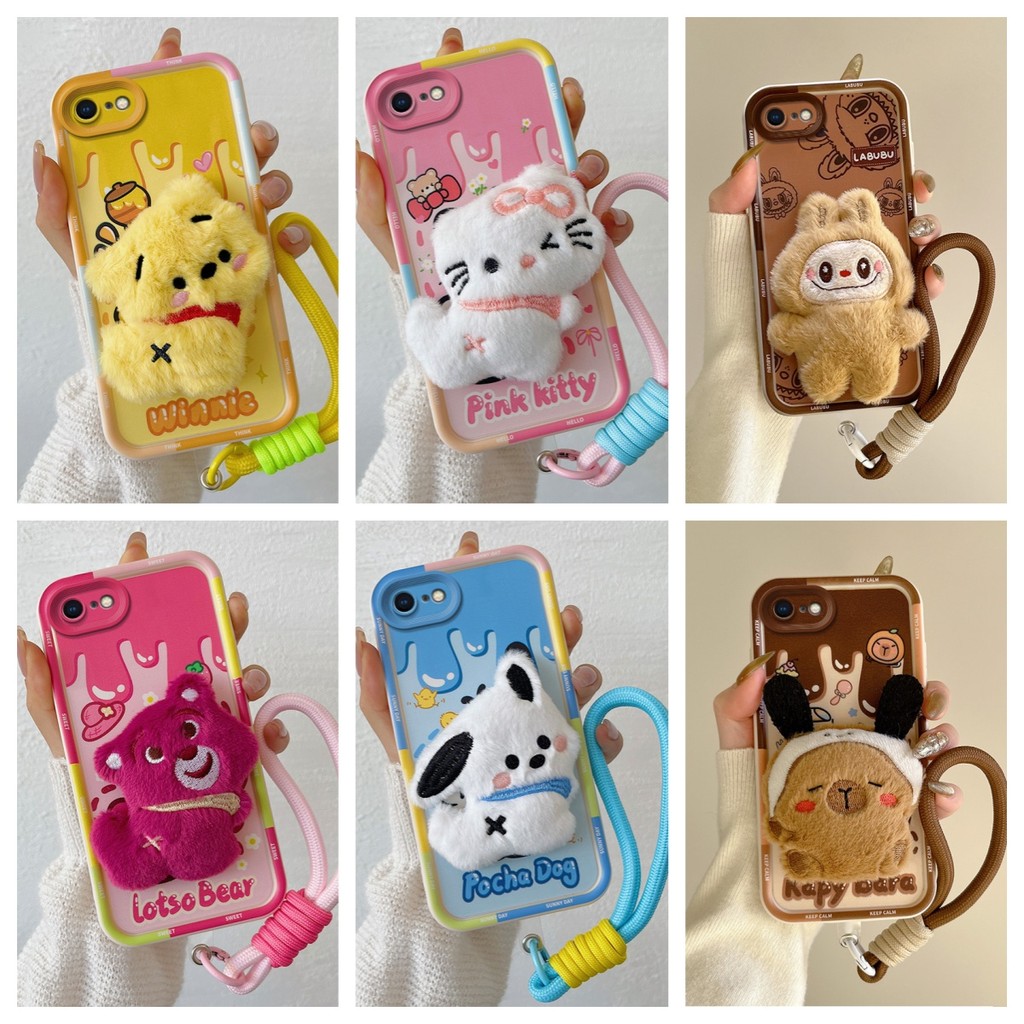เคส iPhone 7 เคส iPhone 8 เคส iPhone se 2020 เคส iPhone se 2022 เคส เข้ากันได้กับ Hand pasted Cute plush doll Soft Phone เคส BB-MRPP