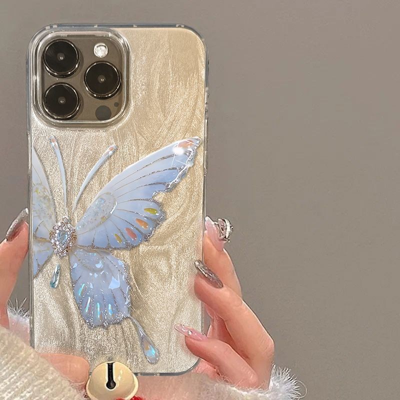 ผีเสื้อมุกเหมาะสําหรับ Apple 16/15/14Promax เคสโทรศัพท์ iphone13/12 เส้นด้ายขนนก 11 ขายร้อน xs