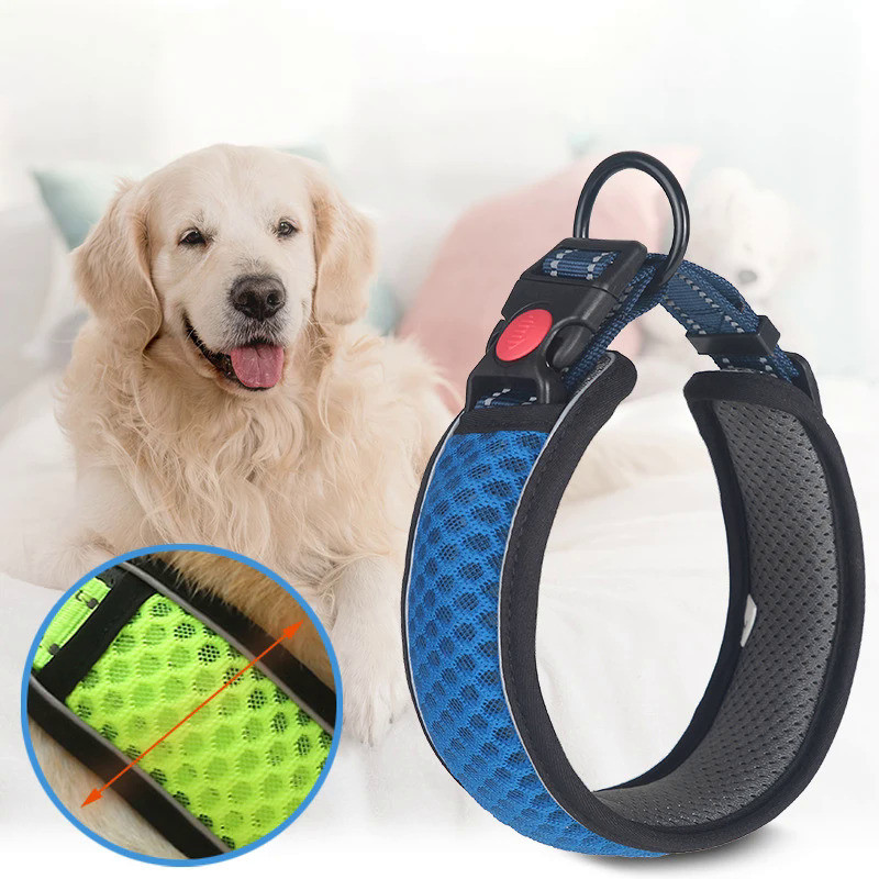 Reflective Dog Collar Pet Collar Pet Traction Rope Suitable Soft Neoprene Padded Breathable Nylon Pe