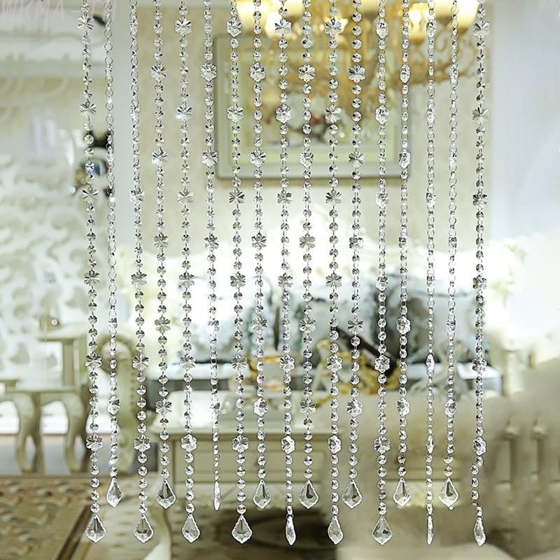 【WIK】1string แก้วสําหรับลูกปัดคริสตัลผ้าม่านประตู Valance แขวนผ้าม่าน Room Divider Decor