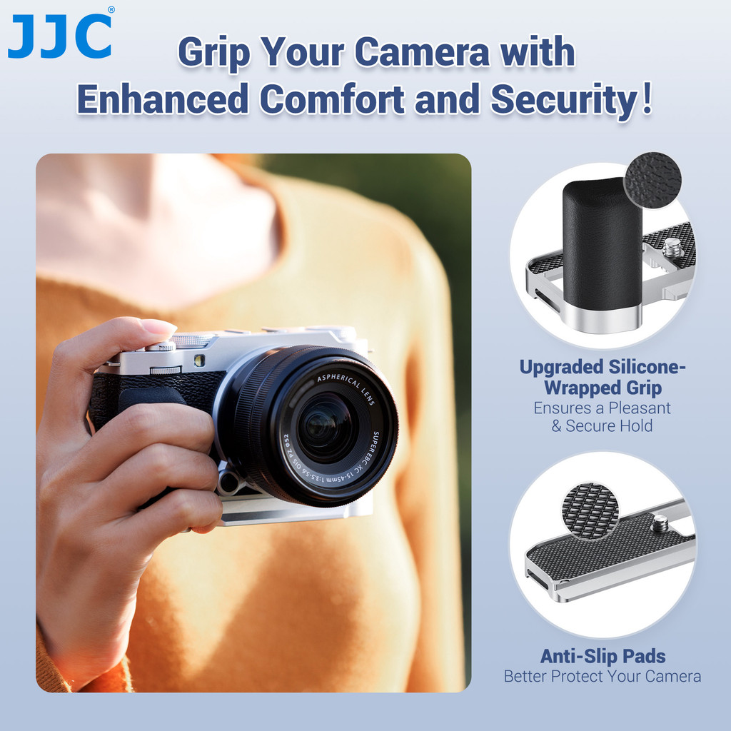 JJC XM5 ด้ามจับรูปตัว L กันลื่น Hand Grip สําหรับ Fuji Fujifilm X-M5 ด้ามจับกันลื่นแบบ Arca Type พร้อมซ็อกเก็ตเกลียวขาตั้งกล้องขนาด 1/4 "-20