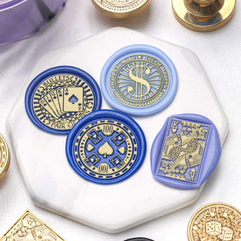 Chuanghuang Lacquer หัวทองแดง Lucky Bet Series รูปแบบซีลโป๊กเกอร์ทองเหลืองแข็งแกะสลักของขวัญเพื่อน h