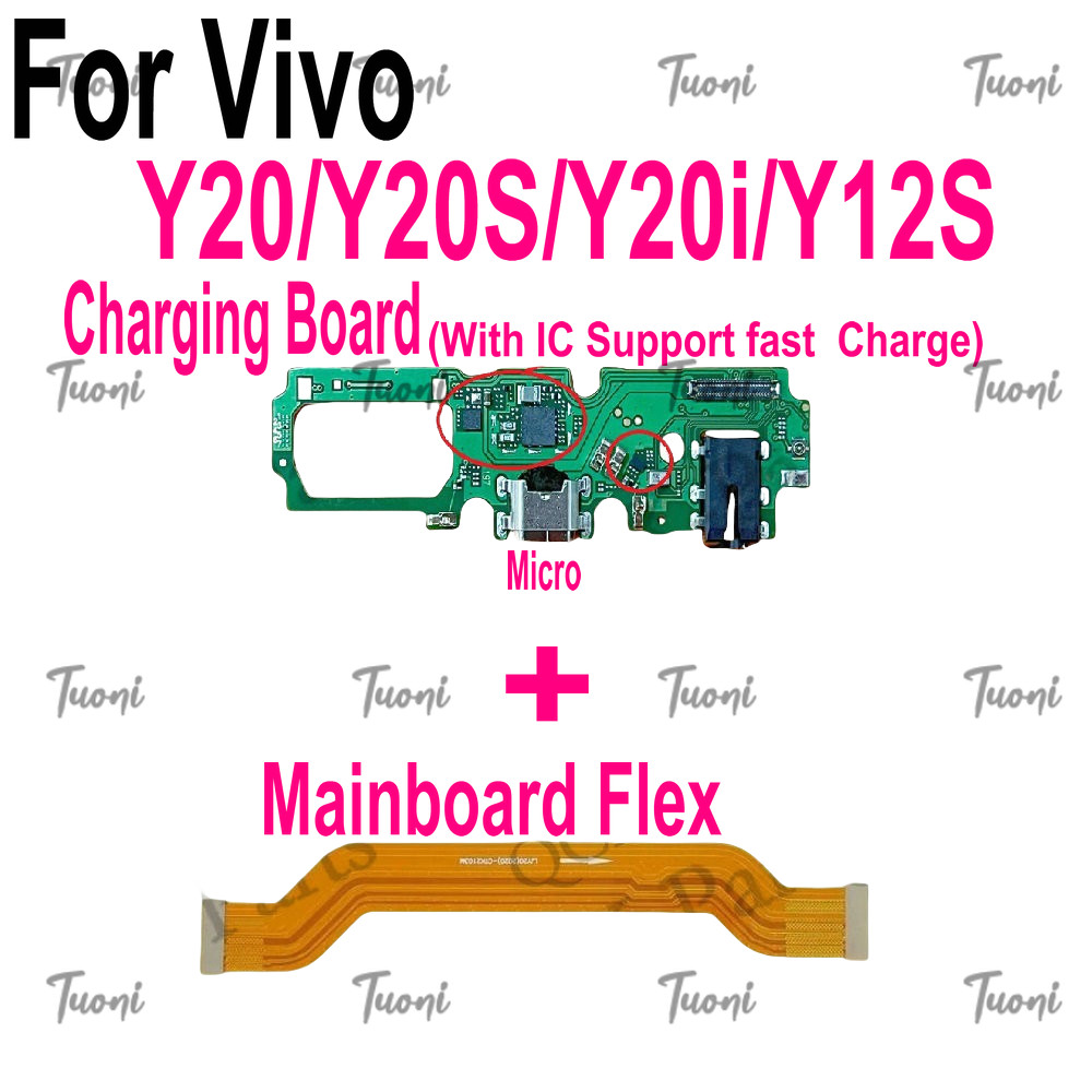 พร้อม IC สําหรับ Vivo Y20 Y20s Micro USB Board Charger แท่นชาร์จพอร์ตขั้วต่อ Flex Cable สําหรับ Vivo