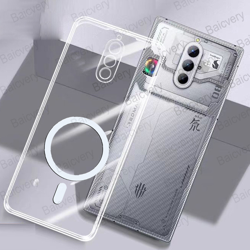 ปลอกสําหรับ Red Magic 8 Pro NX729J ฝาหลัง TPU นุ่มใสใสพร้อมสติกเกอร์แม่เหล็ก