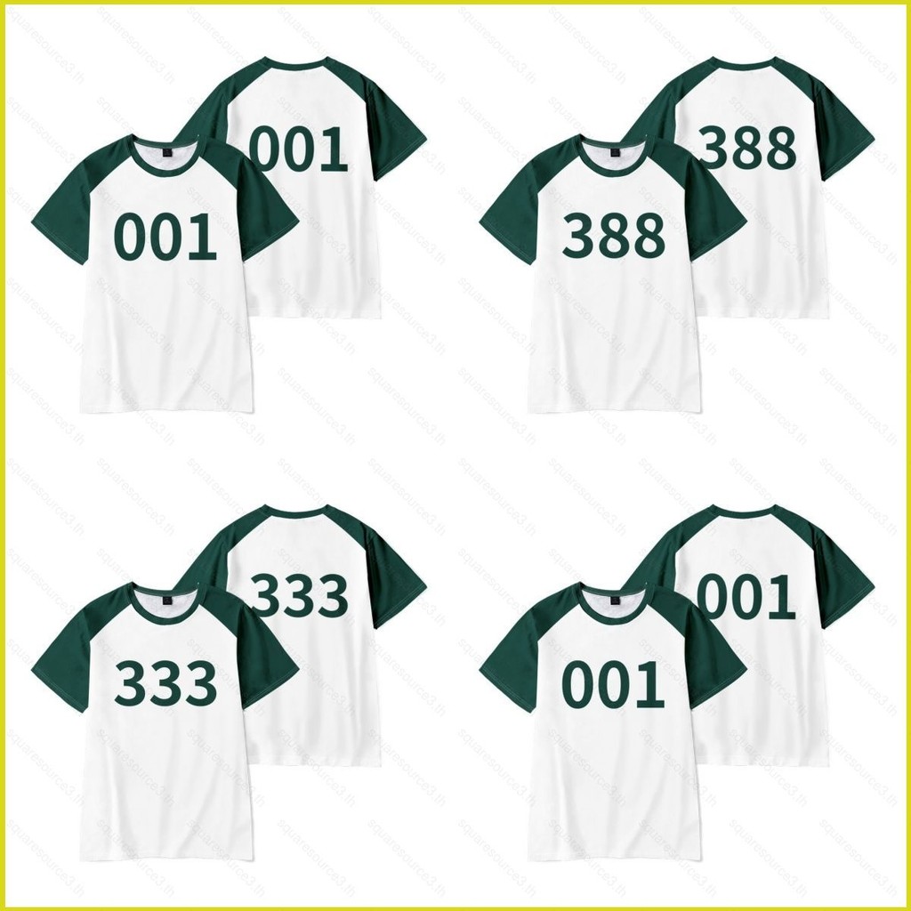 Squ3 Squid Game Season 2 หมายเลข 388 001 333 เสื้อยืดฤดูร้อน Anime Short Sleeve Top