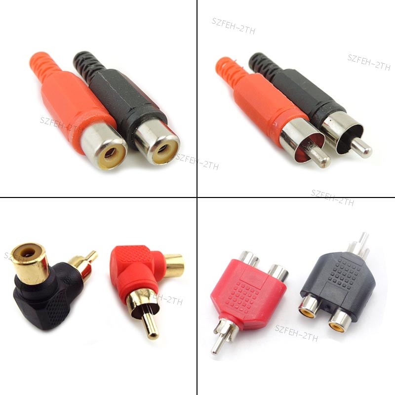 Rca Male Connector ปลั๊กแปลงแจ็คตัวเมีย M/F AV อะแดปเตอร์แปลงเสียงและวิดีโอ FTH3