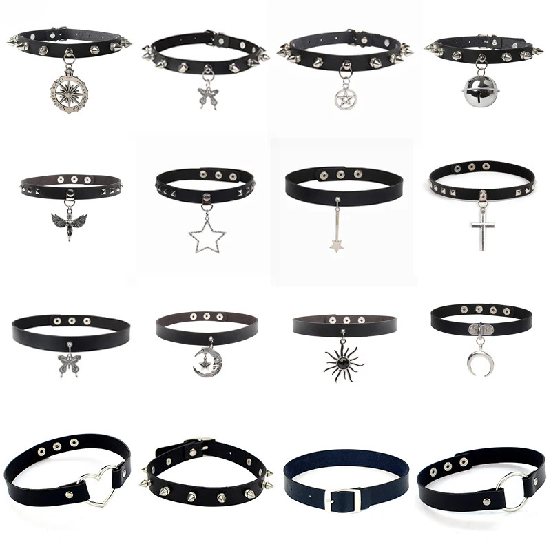 Punk Gothic Choker สร้อยคอผู้หญิง Rivet ผีเสื้อหัวใจ Cross สร้อยคอแฟชั่นเครื่องประดับของขวัญ