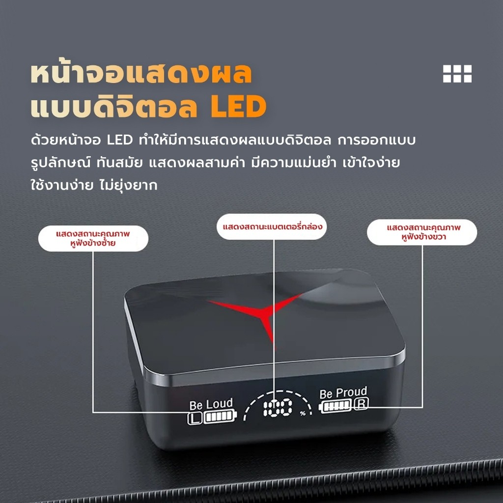 M90 TWS หูฟังบลูทูธไร้สาย สเตอริโอ ความล่าช้าต่ํา พร้อมเคสชาร์จ จอแสดงผลดิจิทัล 5.3 คุยแบบคู่ สําหรับเล่นเกม