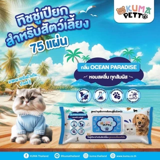 KUMA PETTO ทิชชู่เปียกสำหรับสัตว์เลี้ยง​ ​1 ห่อ (75 แผ่น)