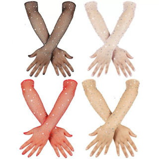 🇹🇭ร้านไทย🇹🇭 ถุงมือตาข่ายเพชรเทียม วิบวับเล่นแสง สำหรับปาร์ตี…