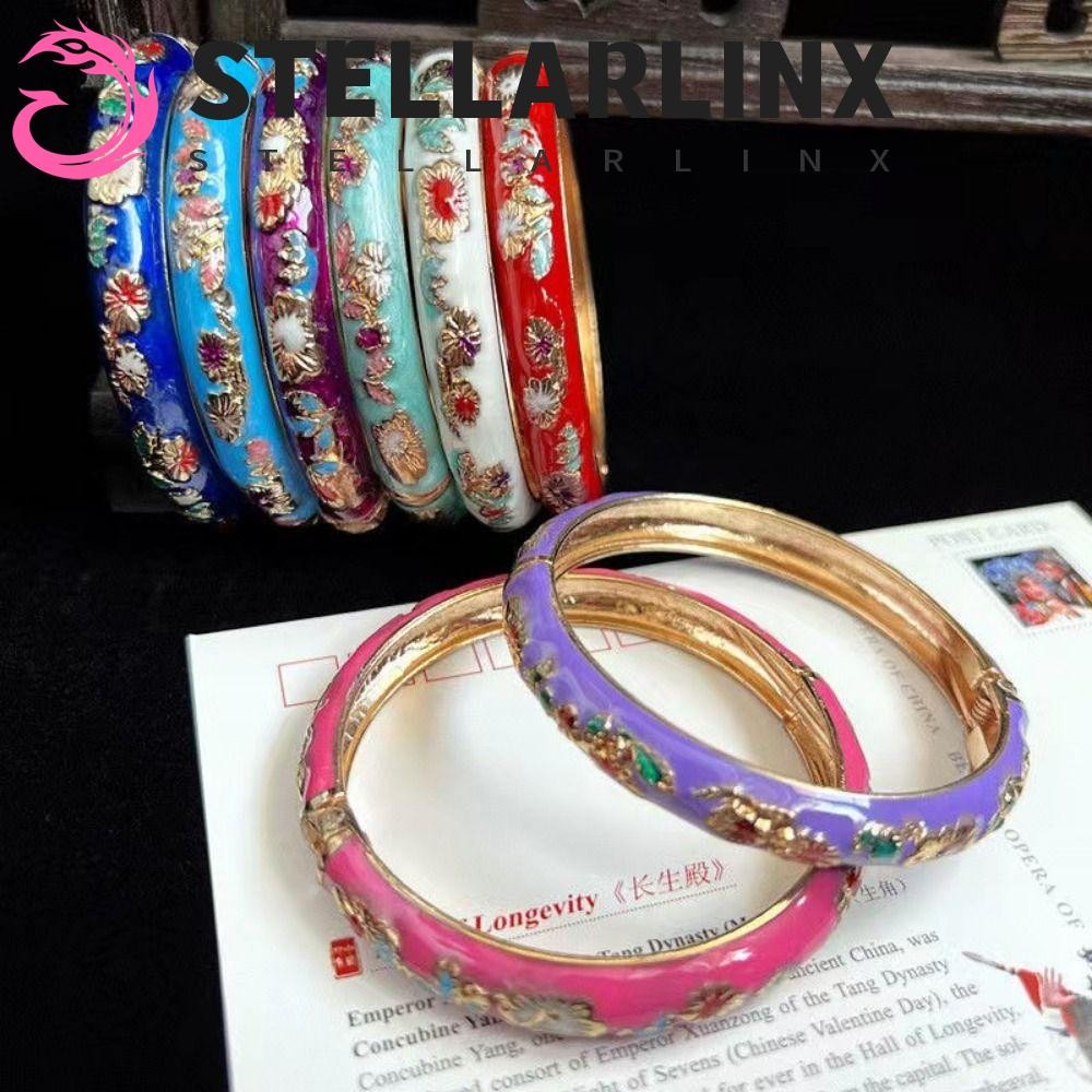 เป็นตัวเอกลินซ์ สร้อยข้อมือจีน Cloisonne,สร้อยข้อมือมือเคลือบ ดอกโบตั๋น ห้าวหา ดอกไม้กําไลข้อ,หัตถกรรมคู่กําไลคลาสสิกจีนผู้หญิงเครื