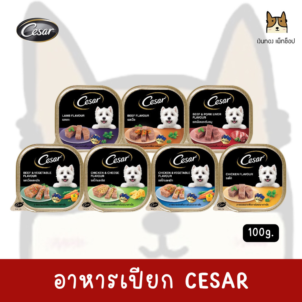 Cesar - ซีซาร์ [พิเศษ 3 ชิ้น 141 บาท !!!!!!] อาหารเปียกสำหรับสุนัข ชนิดถาด100g.