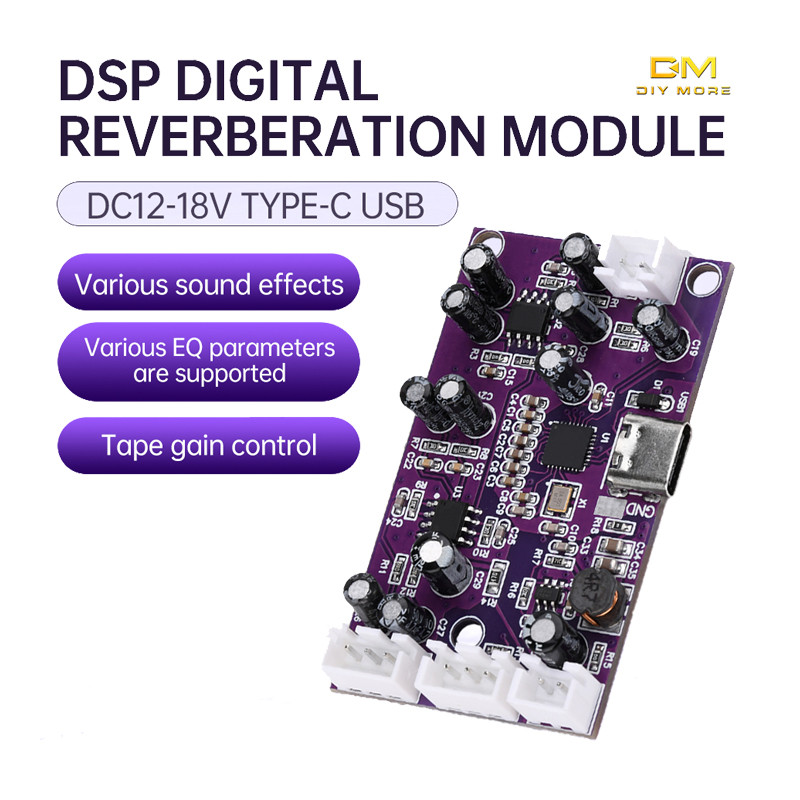 Diymore DC12-18V DSP Digital Reverberation โมดูล Anti Whistling คอมพิวเตอร์จูนเสียงเอฟเฟกต์ผสมคอนโซลเสียง Reverberation Board การปรับเปลี่ยนผล De