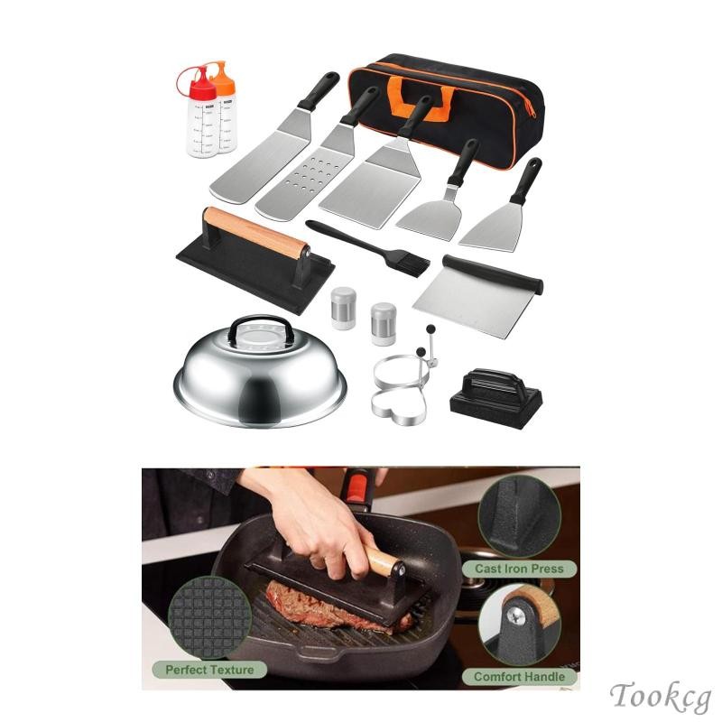 [Tookcg] 18x Griddle Accessories Burger Press Set สําหรับทําอาหารตกปลากลางแจ้ง