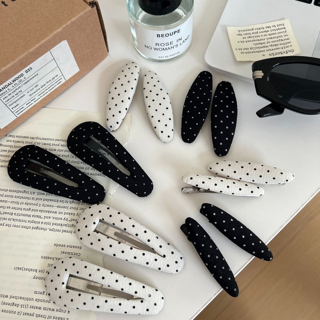 Hululu Simple Polka Dot คลิปผม All-Match Bangs สไตล์ใหม่ Duckbill คุณภาพเยี่ยม