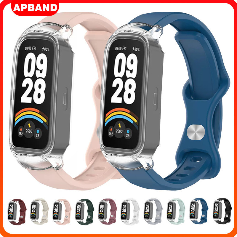 สายยาง PC Case for Smartwatch Mi Band 9 Active 8 Active/Redmi Band 3 2 ปกป้องหน้าจอ อุปกรณ์เสริม Soft Band