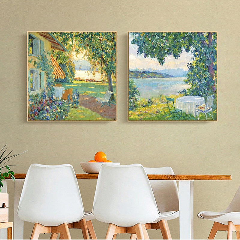 30 * 30 ซม. ภาพวาดตกแต่งบ้านพร้อมกรอบ ตกแต่งบ้านภาพใบไม้ภาพตกแต่งบ้าน ภาพวาดสีน้ำมันทิวทัศน์