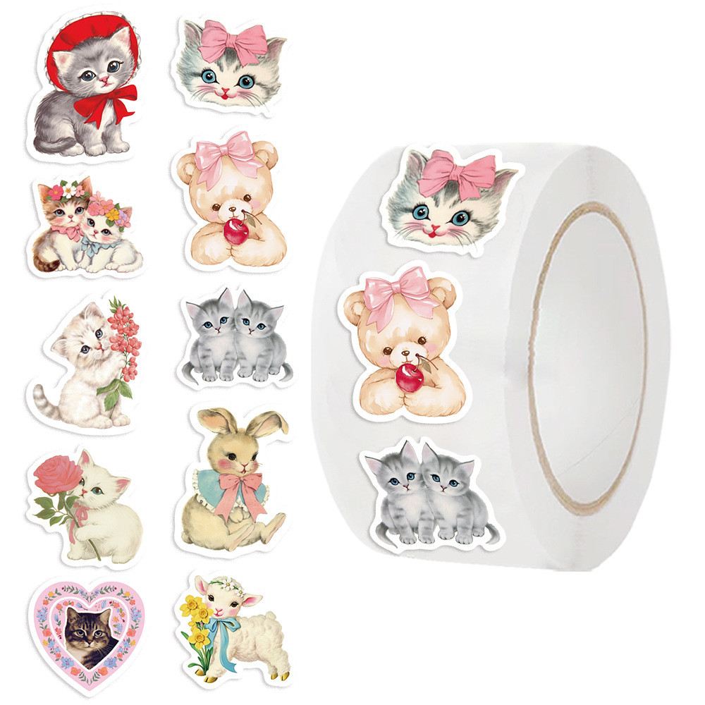 500 ชิ้น/ม้วนขายร้อนการ์ตูนหมีความงาม Washi เทป - ตกแต่งน่ารักสําหรับ Journal & Envelope Sealing blingbulingsticker
