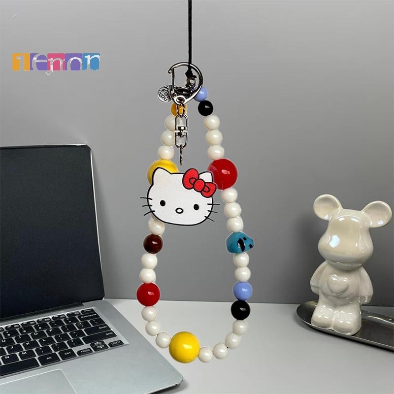 [Lemon] Hello Kitty ลูกปัดสีโทรศัพท์ Charm Chain Keycord สําหรับโทรศัพท์สไตล์กระเป๋ากล้องเครื่องประด