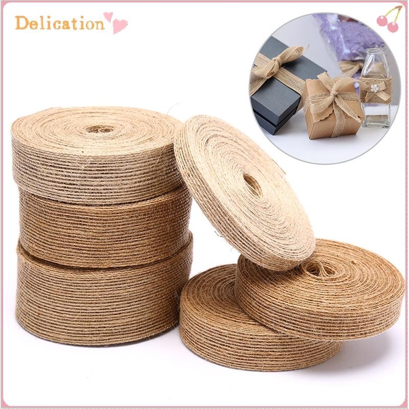 [Delication] 10m Burlap Ribbon Natural Vintage Jute เชือกหัตถกรรมแพคเกจของขวัญ DIY งานแต่งงาน ใหม่ล่าสุด