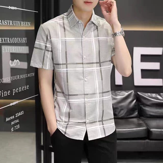Eershenshi เสื้อเชิ้ตผู้ชายลายสก๊อตลําลองธุรกิจผ้าฝ้ายที่เป็นผู้ใหญ่เบาอเนกประสงค์ลําลองด้านบน